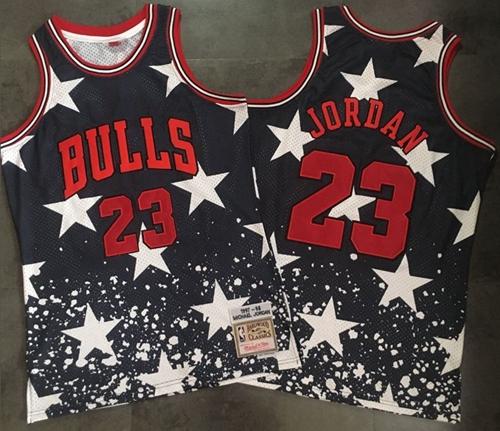 Bulls #23 Michael Jordan Navy Throwback 