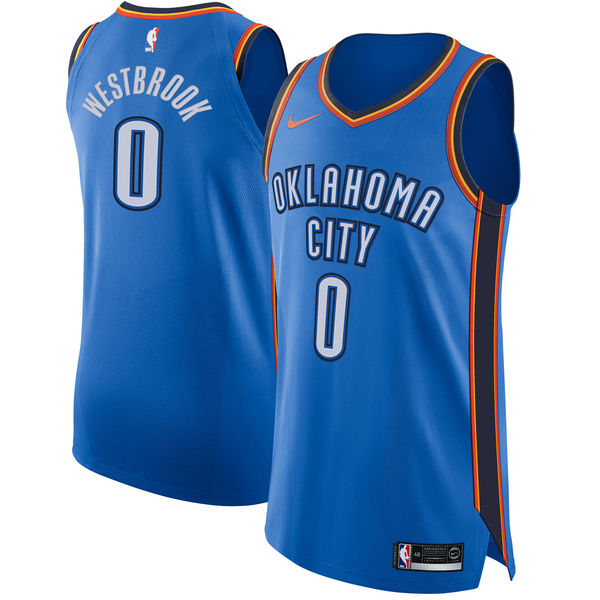 Nike Thunder #0 Russell Westbrook Blue NBA Authentic Icon Edition ...